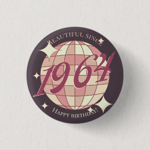 Vintage 1964 60th birthday retro purple button