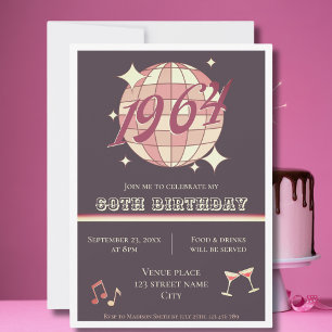 Vintage 1964 61st birthday retro purple Invitation