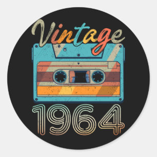 Vintage 1964 Cassette Tape Retro 59th Birthday 59 Classic Round Sticker