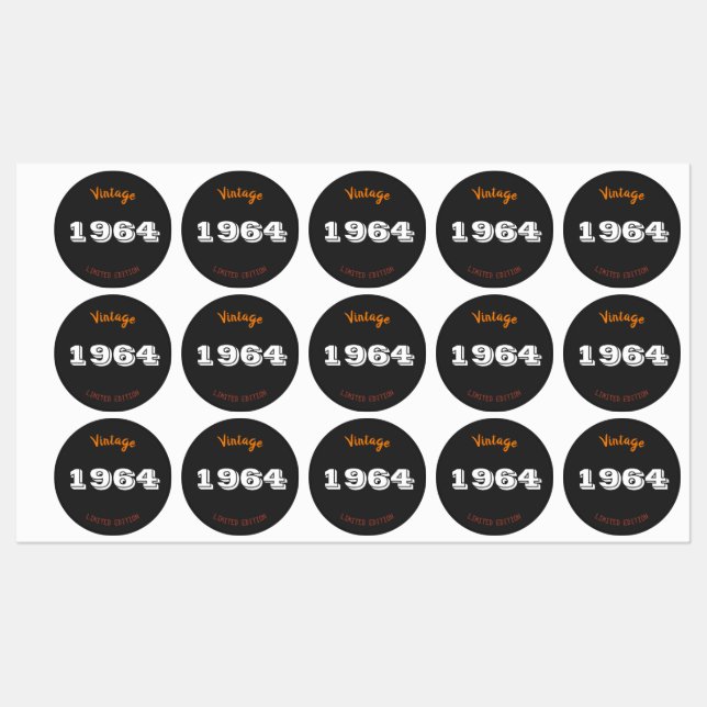 Vintage 1964 limited edition 60th Birthday Gift  Labels (Sheet)