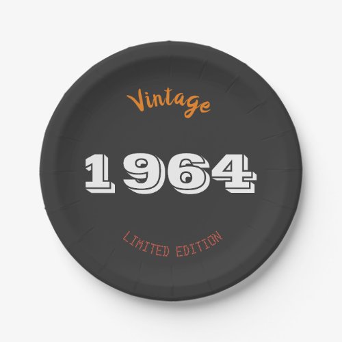 Vintage 1964 limited edition 60th Birthday Gift Paper Plates