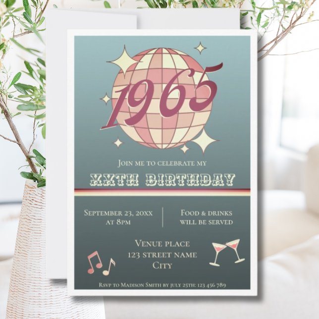 Vintage 1965 60th birthday party retro Invitation (Creator Uploaded)