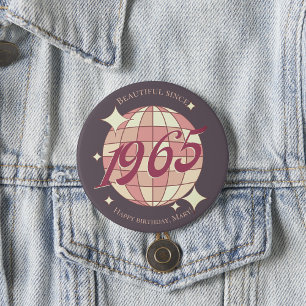 Vintage 1965 60th birthday retro purple button