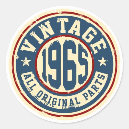 Vintage 1965 All Original Parts Classic Round Sticker