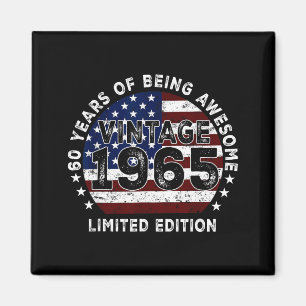 Vintage 1965 American Flag 60th Birthday 60 Year O Magnet