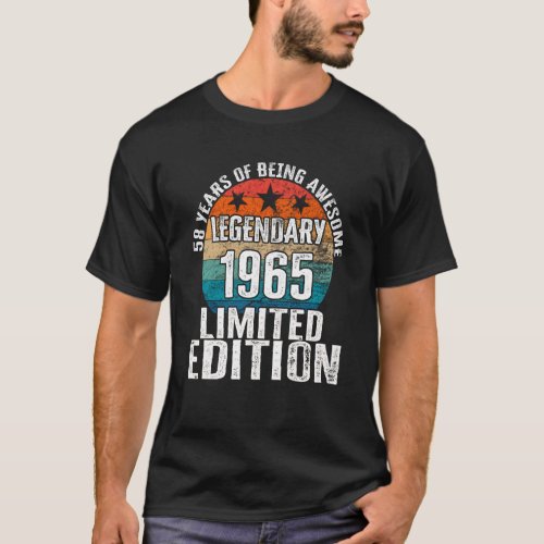 Vintage 1965 Legendary 58 Year Old Bday  1 T_Shirt