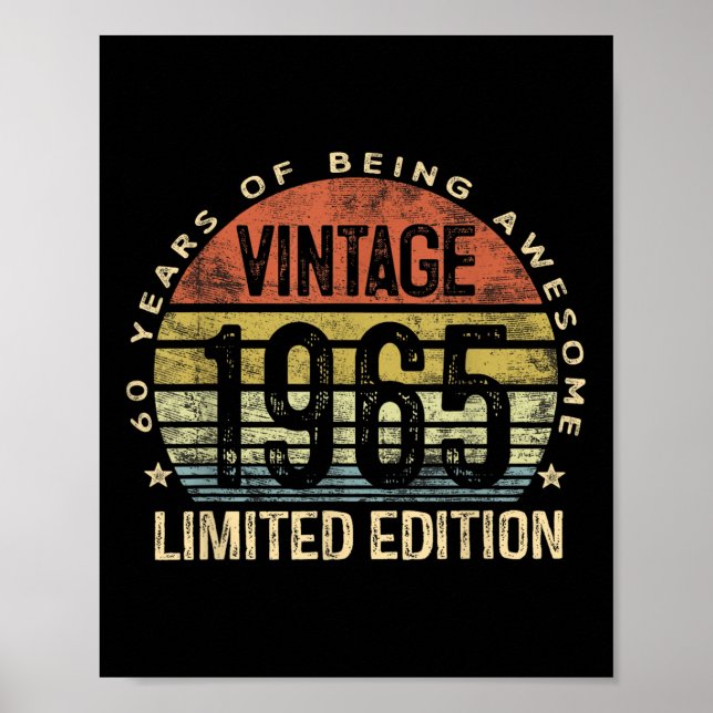 Vintage 1965 Limited Edition 60-year-old Gifts 60t Poster (Front)