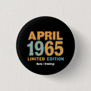 Vintage 1965 Limited Edition 60th Birthday Gift Button
