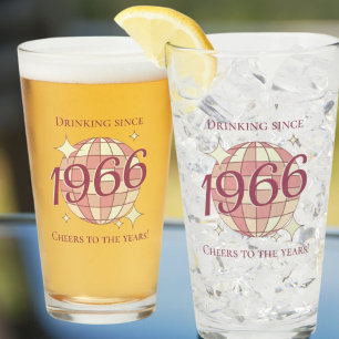 Vintage 1966 60th birthday retro purple beer glass