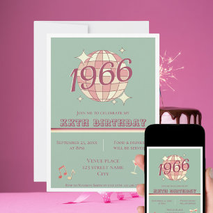 Vintage 1966 60th birthday teal blue ret Invitatio Invitation