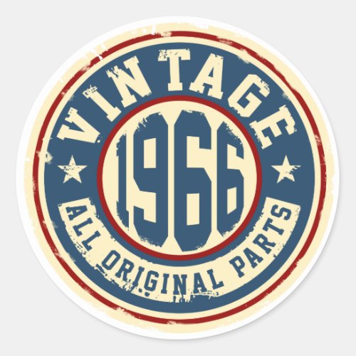 Vintage 1966 All Original Parts Classic Round Sticker