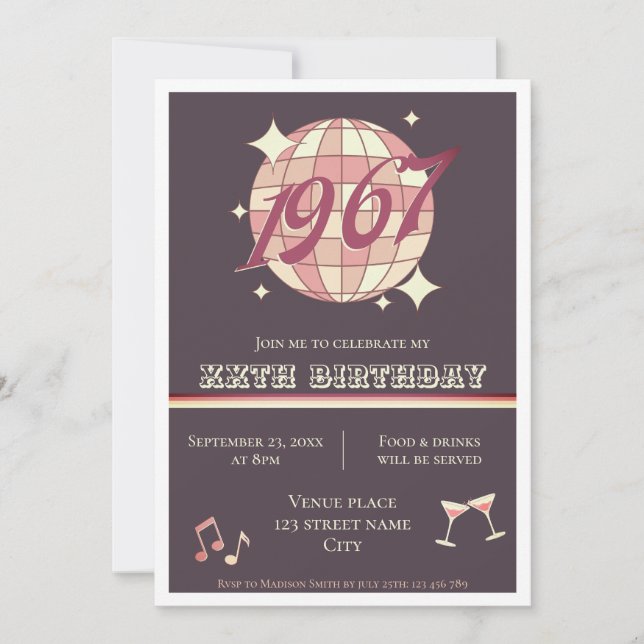 Vintage 1967 57th 58th birthday retro Invitation (Front)