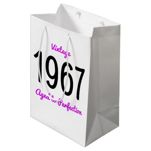 Vintage 1967 Aged To Perfection 50 Birthday Party Medium Gift Bag