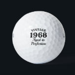 Vintage 1968 Aged to perfection 50th Birthday Golf Balls<br><div class="desc">Vintage 1968 Aged to perfection 50th Birthday golf ball gift set. Retro style typography template with year of birth. Personalized golf balls with funny quote. Add your own humorous quote, saying or custom name. Cute golfing gift ideas for him and her. Fun golfer presents for fiftieth Birthday party, Fathers day,...</div>