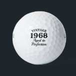 Vintage 1968 Aged to perfection 50th Birthday Golf Balls<br><div class="desc">Vintage 1968 Aged to perfection 50th Birthday golf ball gift set. Retro style typography template with year of birth. Personalized golf balls with funny quote. Add your own humorous quote, saying or custom name. Cute golfing gift ideas for him and her. Fun golfer presents for fiftieth Birthday party, Fathers day,...</div>