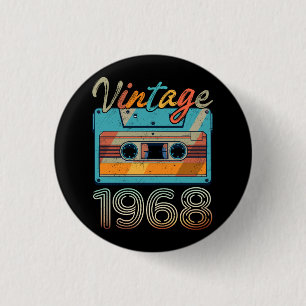 Vintage 1968 Cassette Tape Retro 55th Birthday 55 Button