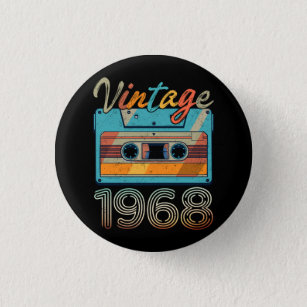Vintage 1968 Cassette Tape Retro 55th Birthday 55  Button