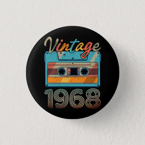 Vintage 1968 Cassette Tape Retro 55th Birthday 55  Button