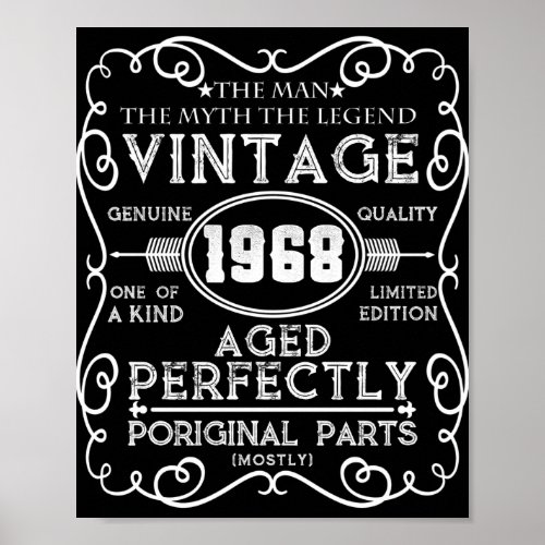 Vintage 1968 Man Myth Legend 53th Birthday Poster