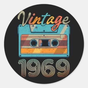 Vintage 1969 Cassette Tape Retro 54th Birthday 54 Classic Round Sticker