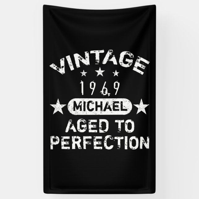 Vintage 1969 Personalized Grunge Banner (Vertical)