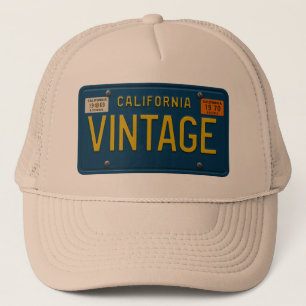 Vintage 1969 Retro California License Plate Surf Trucker Hat