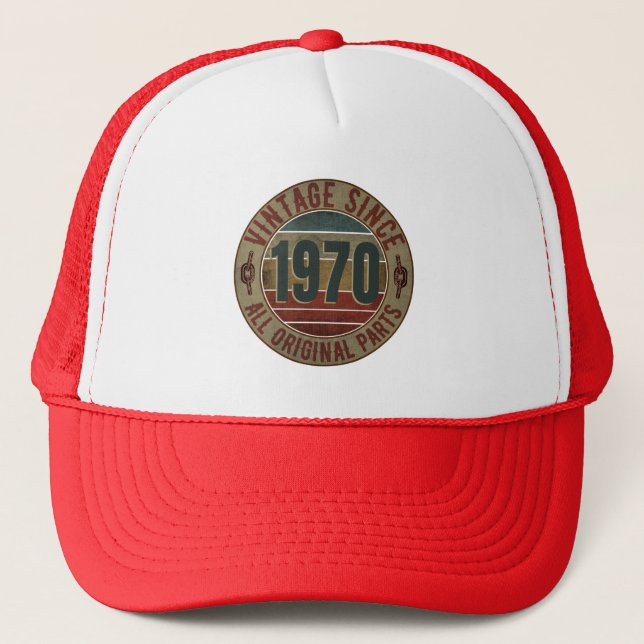 VINTAGE 1970 BIRTHDAY GIFT TRUCKER HAT (Front)