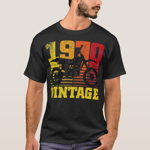 Vintage 1970 Motocross Dirt Bike 50th Birthday Gif T_Shirt