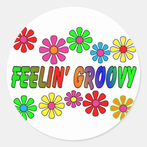 Vintage 1970s Feelin Groovy gifts Classic Round Sticker