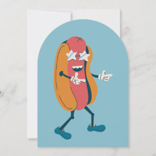vintage 1970s groovy hot dog funny invitation