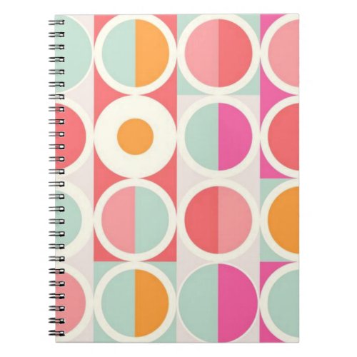 Vintage 1970s Pink Retro Circle Pattern Notebook