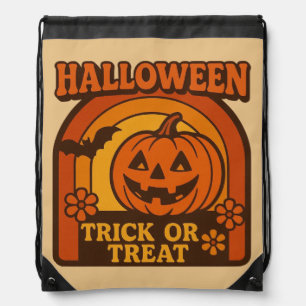 Vintage 1970s Trick or Treat Halloween Drawstring Bag