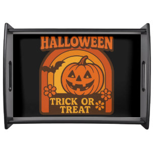 Vintage 1970s Trick or Treat Halloween Serving Tray