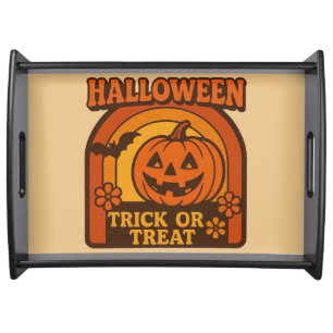 Vintage 1970s Trick or Treat Halloween Serving Tray