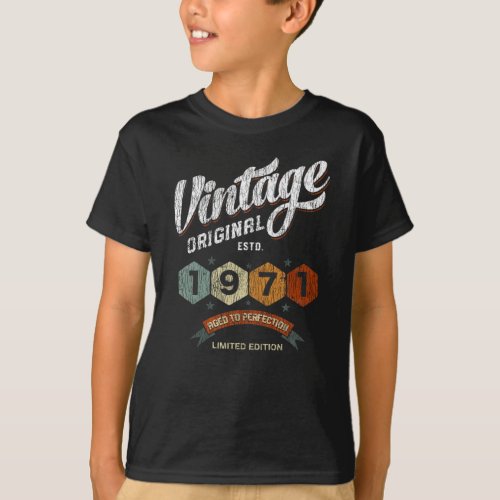 Vintage 1971 Bday Aged To Perfection 50th Birthday T_Shirt
