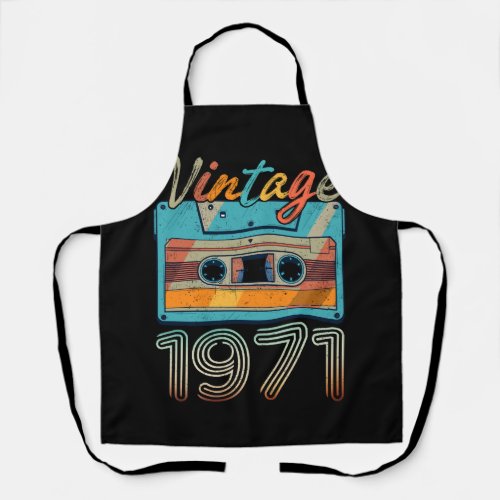 Vintage 1971 Cassette Tape Retro 52nd Birthday 52  Apron