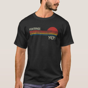 Vintage 1971 Chest Stripe Birthday T-Shirt