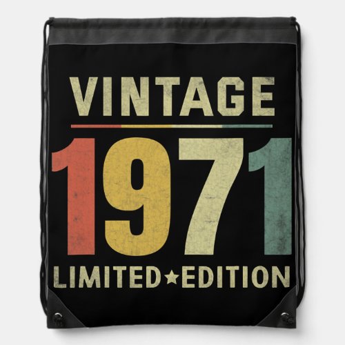 Vintage 1971 Limited Edition 51st Birthday Men Drawstring Bag