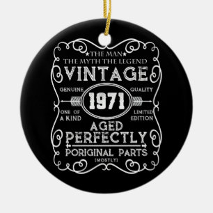 Vintage 1971 Man Myth Legend 50th Birthday Ceramic Ornament