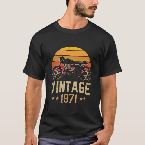 Vintage 1971 Retro Cafe Racer Motorcycle 49th T_Shirt