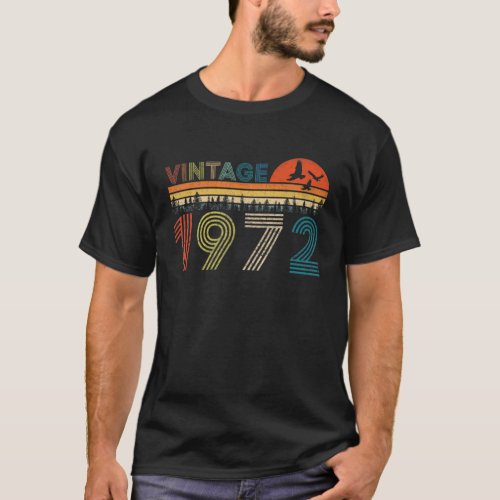 Vintage 1972 50Th Bday Gift 50 Year Old Retro Birt T_Shirt