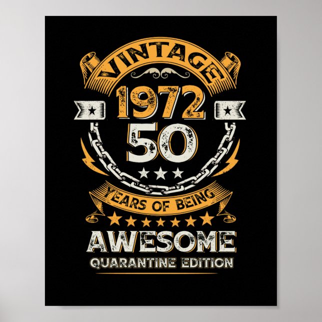 Vintage 1972 50th Birthday 50 Years Old Poster (Front)