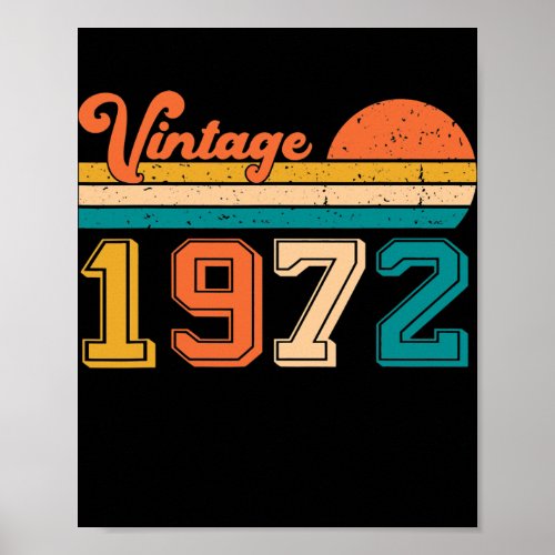 Vintage 1972 50th Birthday Gifts 50 Year Old Men Poster