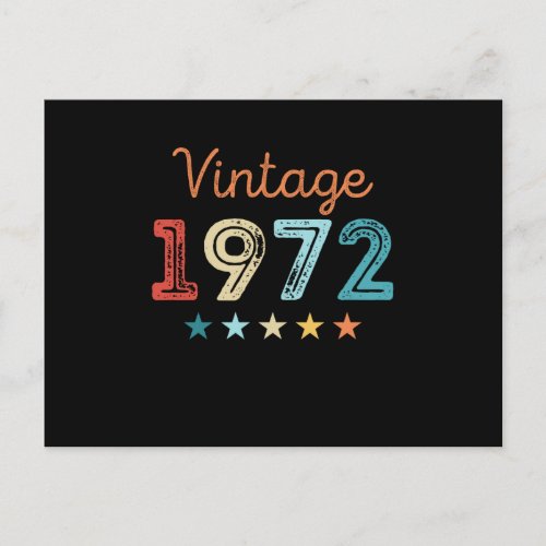 Vintage 1972 50th Birthday Retro Gift 50 year old Postcard
