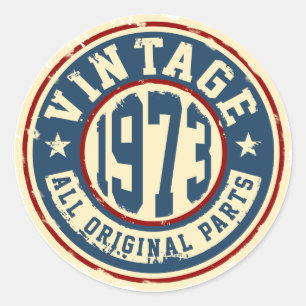 Vintage 1973 All Original Parts Classic Round Sticker