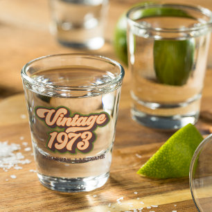 Vintage 1973 Birth Year Custom Shot Glass