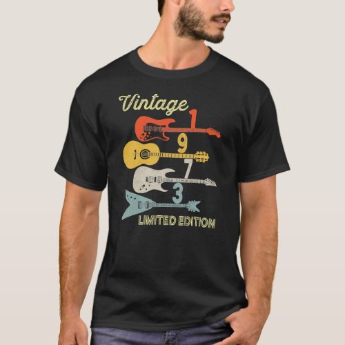 Vintage 1973 Birthday gifts Guitar lovers 49th T_Shirt