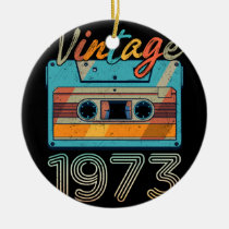 Vintage 1973 Cassette Tape Retro 50th Birthday 50  Ceramic Ornament