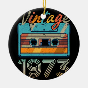 Vintage 1973 Cassette Tape Retro 50th Birthday 50 Ceramic Ornament