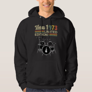 Vintage 1973 Drums 50th Birthday Drummer Hoodie